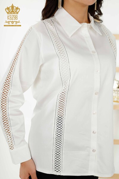 All'ingrosso Camicia da donna - Manica dettagliata - Ecru - 20247 | KAZEE - Thumbnail