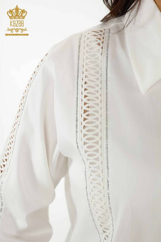 All'ingrosso Camicia da donna - Manica dettagliata - Ecru - 20247 | KAZEE