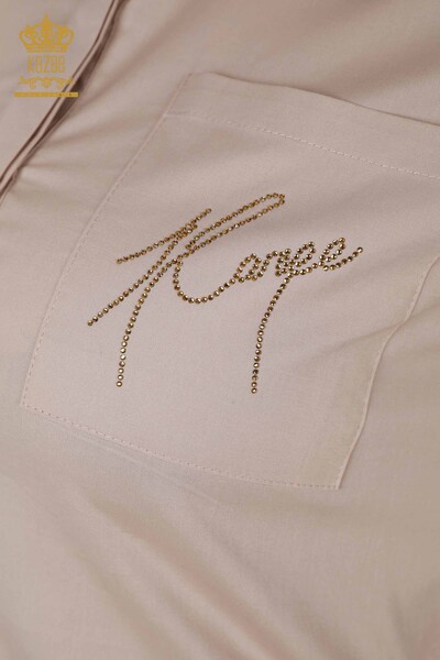 All'ingrosso Camicia da donna Mezzo bottone Beige - 17230 | KAZEE - Thumbnail