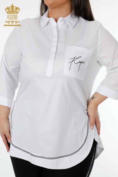 All'ingrosso Camicia da donna Mezza abbottonata Bianca - 20130 | KAZEE - Thumbnail
