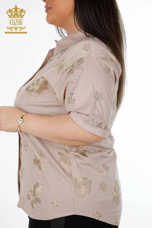 Ingrosso Camicie Donna - Model Americano Ricami Floreali - Cotone - 20206 | KAZEE
