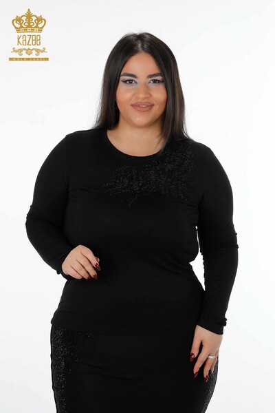 All'ingrosso Camicetta da donna - Motivo a rose - Girocollo - Pietra ricamata - 79004 | KAZEE - 16