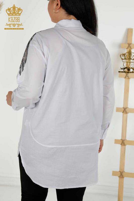 All'ingrosso Camicia da donna - Dettagli sulle spalle - Bianco - 20440 | KAZEE