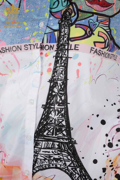 All'ingrosso Camicia da donna - Pietra ricamata - Modello digitale - 20362 | KAZEE - 4