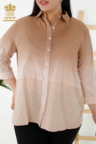 All'ingrosso Camicia da donna - Transizione di colore - Beige - 20321 | KAZEE - Thumbnail