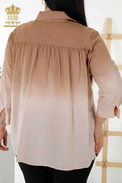 All'ingrosso Camicia da donna - Transizione di colore - Beige - 20321 | KAZEE - Thumbnail