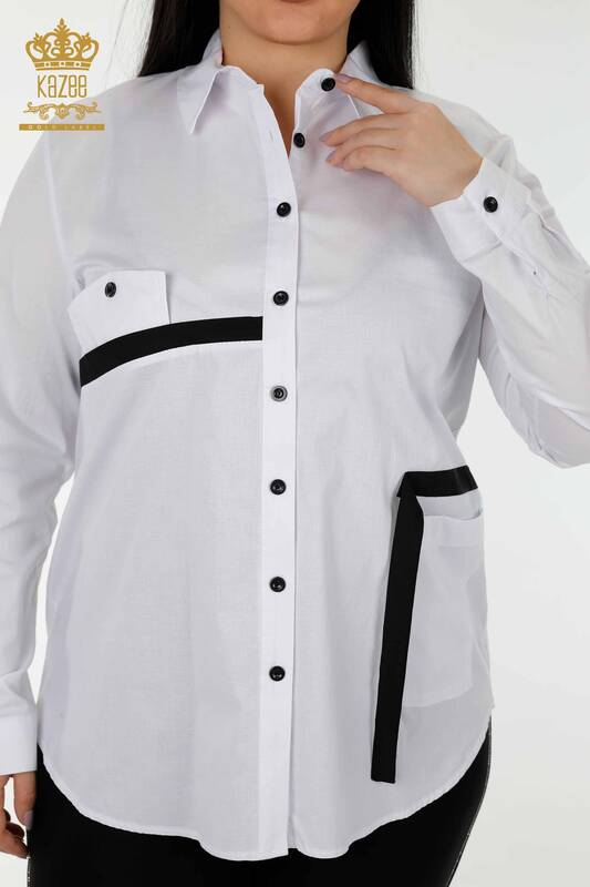 Camicia da donna all'ingrosso Transizione di colore Bianco - 20308 | KAZEE