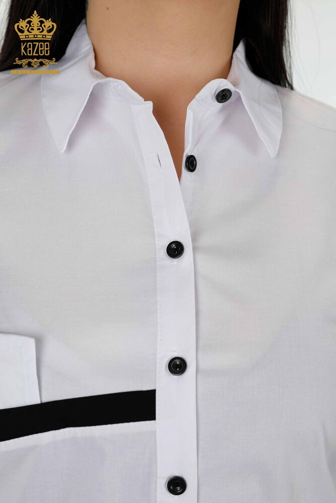 Camicia da donna all'ingrosso Transizione di colore Bianco - 20308 | KAZEE - 3