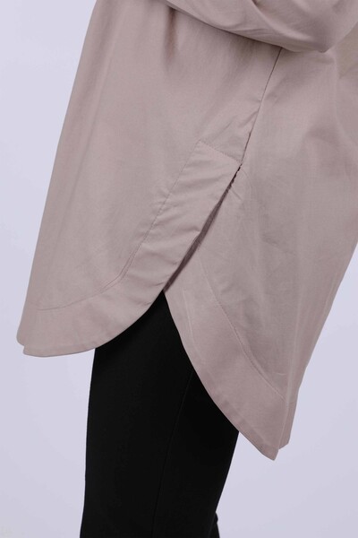 All'ingrosso Camicie da donna - Tasche - Dettaglio floreale sulla spalla - 20009 | KAZEE - Thumbnail