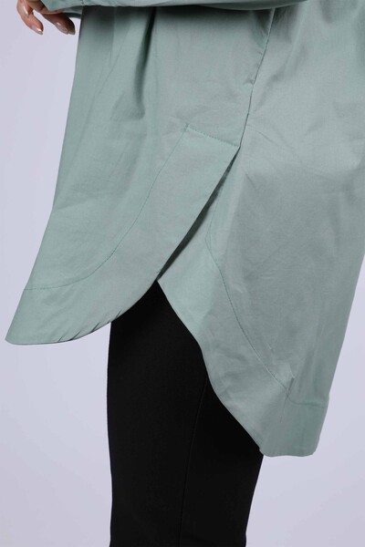 All'ingrosso Camicie da donna - Tasche - Dettaglio floreale sulla spalla - 20009 | KAZEE - Thumbnail