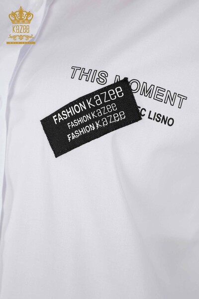 All'ingrosso Camicie da donna - Con corda - Bianco - 20355 | KAZEE - Thumbnail