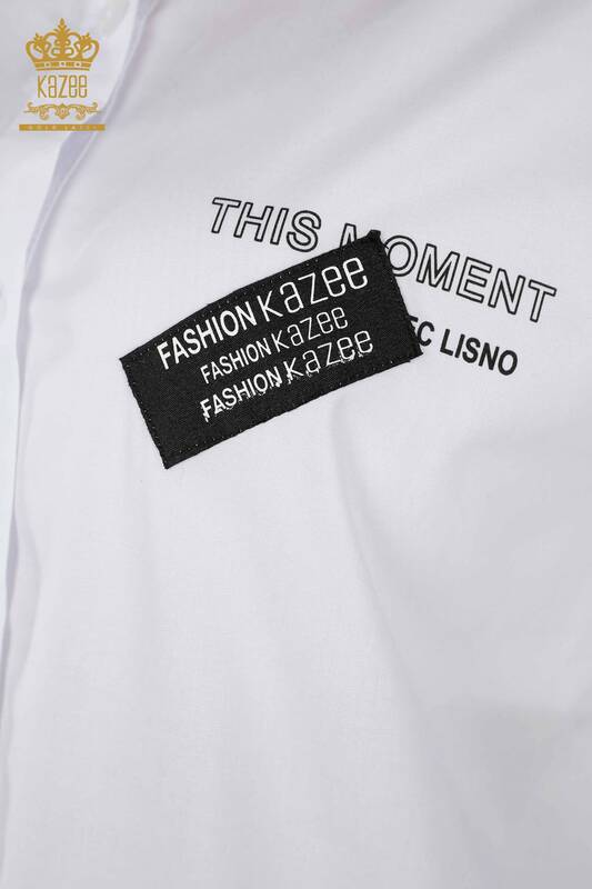All'ingrosso Camicie da donna - Con corda - Bianco - 20355 | KAZEE