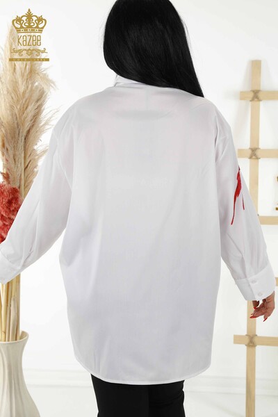 Commercio all'ingrosso Camicia da donna Flamingo Detailed White - 20375 | KAZEE - Thumbnail