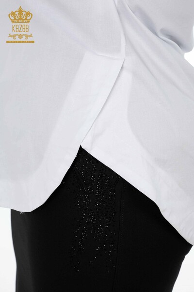 All'ingrosso Camicia da donna - Motivo floreale a farfalla Ricamato con pietre - Cotone - 20128 | KAZEE - Thumbnail