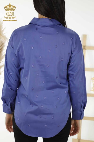 All'ingrosso Camicia Donna Lilla Con Ricami Fiori - 20254 | KAZEE - Thumbnail