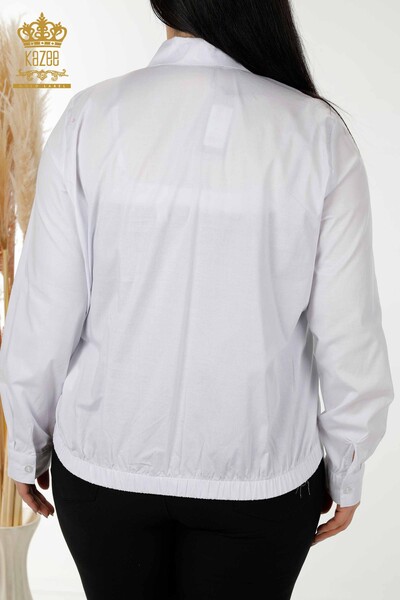 Camicia da donna all'ingrosso Modello gatto Bianco - 20318 | KAZEE - Thumbnail