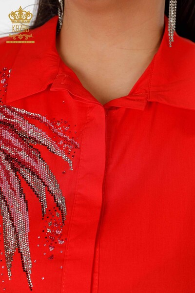 Ingrosso Camicie Donna - Modellato Tasche - Corallo - 20197 | KAZEE - Thumbnail