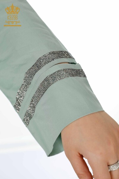 All'ingrosso Camicia da donna - Modellato Testo dettagliato - Azzurro - 17141 | KAZEE - Thumbnail