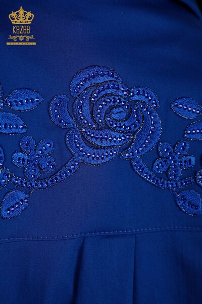 All'ingrosso Camicia da donna - Motivo floreale - Blu scuro - 20249 | KAZEE - Thumbnail
