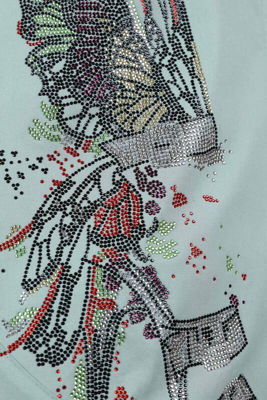 All'ingrosso Camicia da donna - Motivo a farfalla - Oversize - Pietra ricamata - 20066 | KAZEE