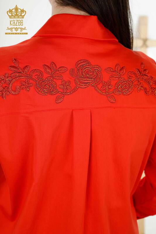 All'ingrosso Camicia da donna - Motivo floreale - Arancione - 20249 | KAZEE