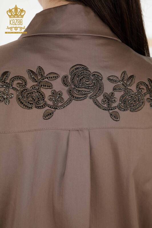 All'ingrosso Camicia da donna - Motivo floreale - Marrone - 20249 | KAZEE
