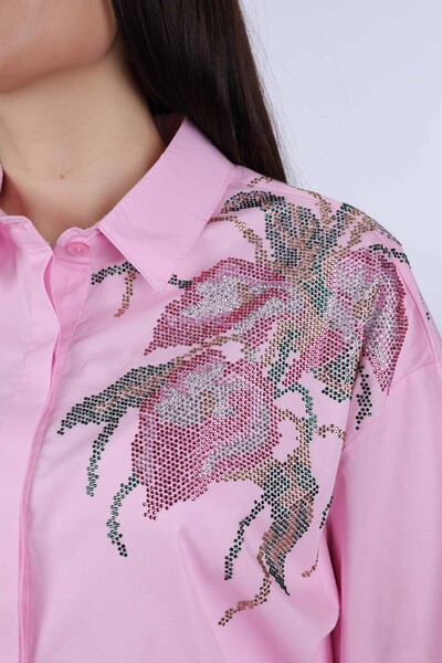 All'ingrosso Camicia da donna - Motivo floreale - Pietra ricamata - 17053 | KAZEE - Thumbnail