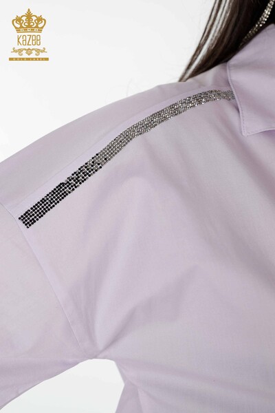 All'ingrosso Camicia da donna Modellato Testo dettagliato - Lilla - 17141 | KAZEE - Thumbnail