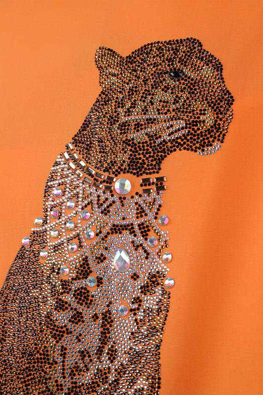 All'ingrosso Camicia da donna - Motivo tigre - Pietra ricamata - 20019 | KAZEE