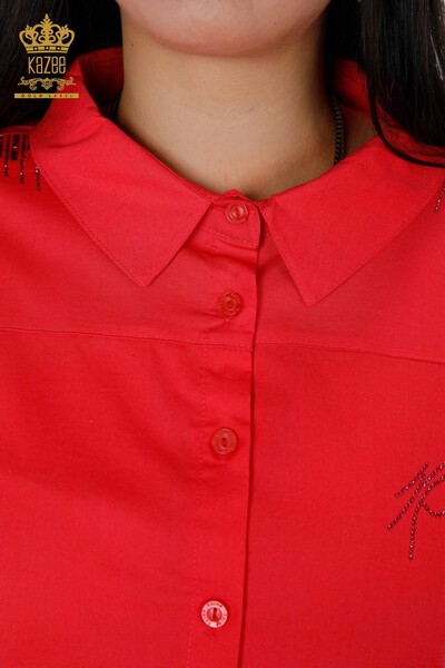All'ingrosso Camicia da donna Pietra ricamata Corallo - 20132 | KAZEE - Thumbnail
