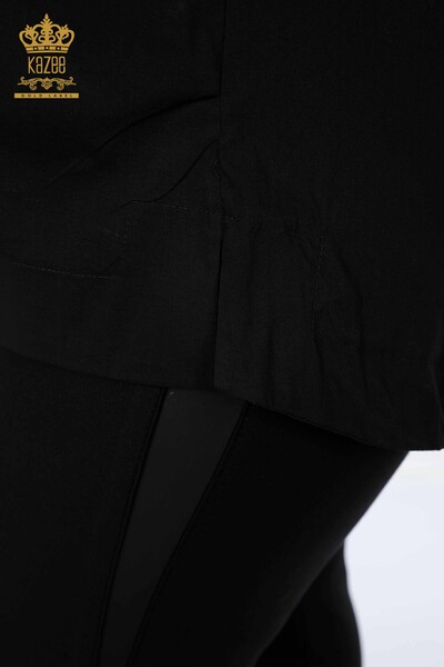 All'ingrosso Camicia da donna - Con taschino - Cristallo Pietra ricamata - Cotone - Righe - 20203 | KAZEE - Thumbnail
