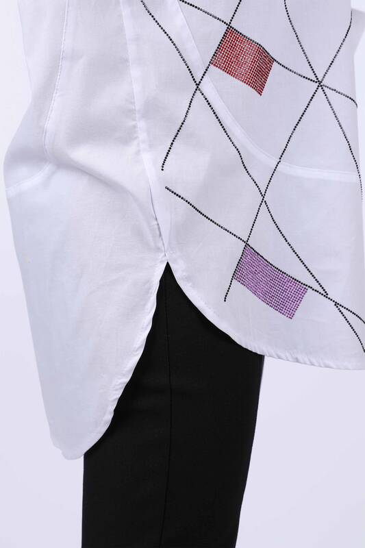 All'ingrosso Camicia da donna - Colore Righe Pietra ricamata - 20065 | KAZEE