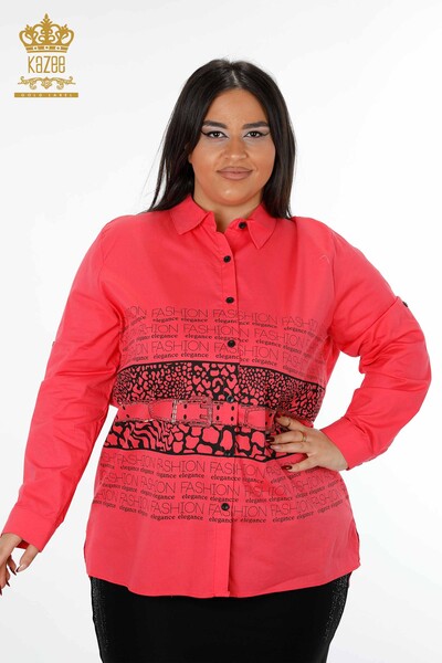 All'ingrosso Camicie da donna Testo dettagliato Stampa leopardo - Pietre - Cotone - 20079 | KAZEE - Thumbnail