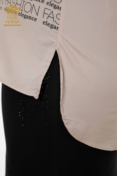 All'ingrosso Camicie da donna Testo dettagliato Stampa leopardo - Pietre - Cotone - 20079 | KAZEE - Thumbnail