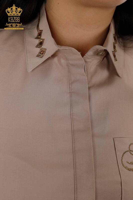 All'ingrosso Camicia da donna Tasca dettagliata - Beige - 20139 | KAZEE