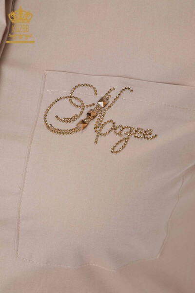 All'ingrosso Camicia da donna Tasca dettagliata - Beige - 20139 | KAZEE - Thumbnail