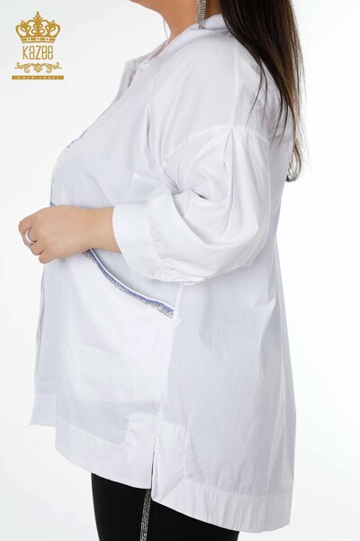 Ingrosso Camicie Donna - Modellato Tasche - Bianco - 20197 | KAZEE - Thumbnail