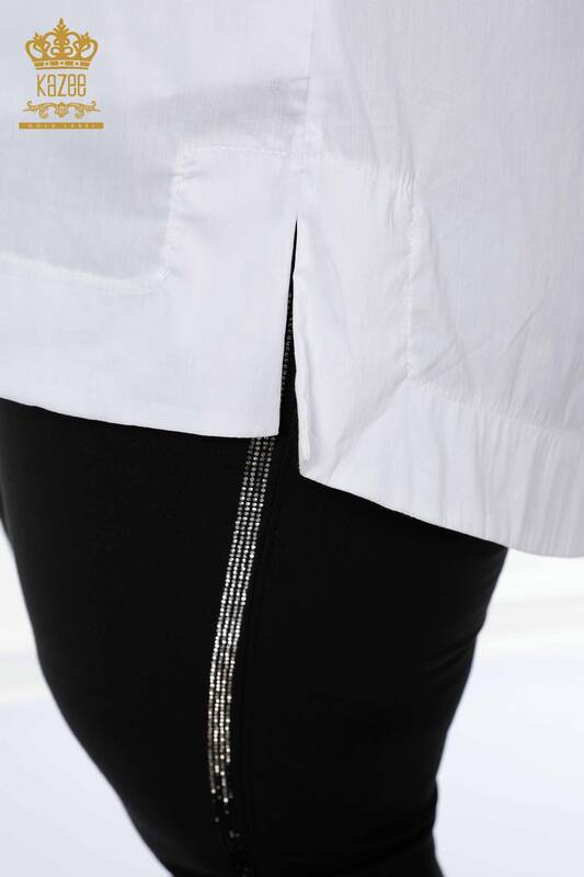 Ingrosso Camicie Donna - Modellato Tasche - Bianco - 20197 | KAZEE