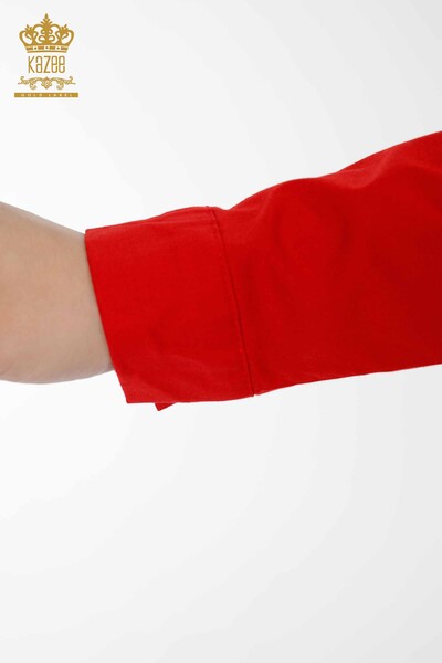 All'ingrosso Camicia da donna Testo dettagliato Rosso - 20097 | KAZEE - Thumbnail