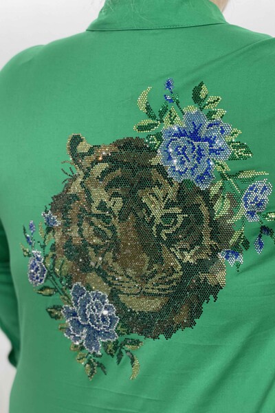 All'ingrosso Camicia da donna - motivo tigre e fiore - pietra ricamata - 20000 | KAZEE - Thumbnail
