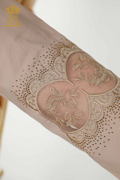 All'ingrosso Camicia da donna - Dettagli in tulle - Beige - 20407 | KAZEE - 7
