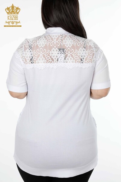 Camicia da donna all'ingrosso - Dettagli in tulle - Modellato Ricami in pietra di cristallo - 20211 | KAZEE - Thumbnail