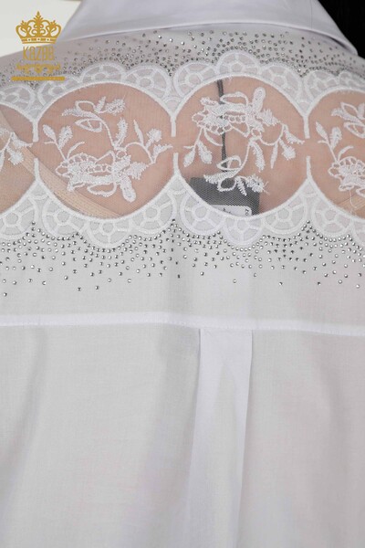 All'ingrosso Camicia da donna - Dettagli in tulle - Bianco - 20407 | KAZEE - Thumbnail