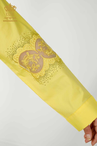 All'ingrosso Camicia da donna - Dettagli in tulle - Giallo - 20407 | KAZEE - 6