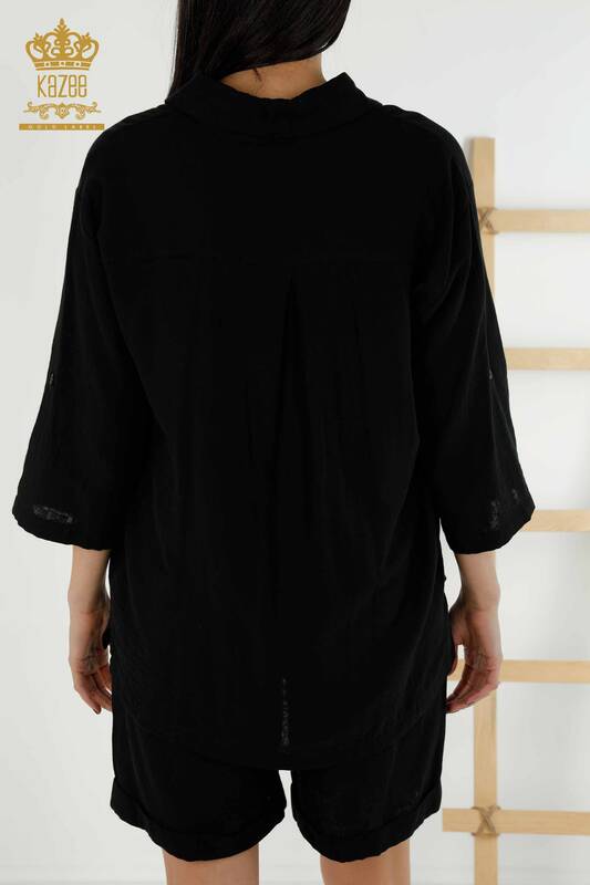 All'ingrosso Abito camicia da donna - Tasca - Nero - 20401 | KAZEE