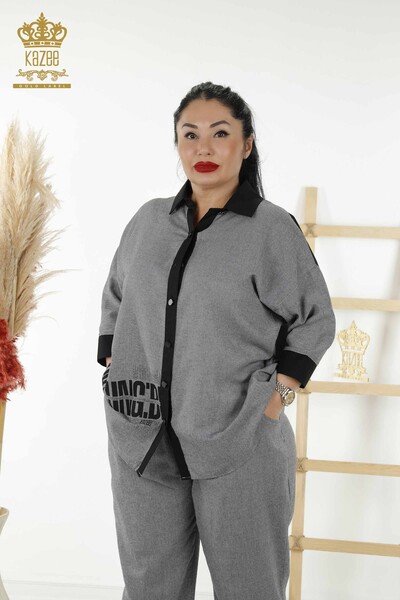 All'ingrosso Abito camicia da donna - Modellato - Antracite - 20332 | KAZEE - Kazee (1)