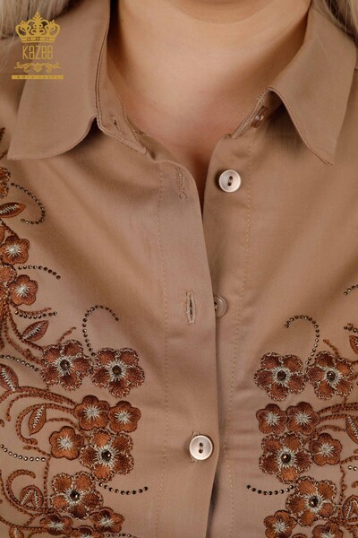 All'ingrosso Camicie da donna - Bottoni Dettagli - Visone - 20395 | KAZEE - Thumbnail