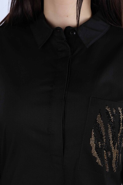 All'ingrosso Camicie da donna - Tasche - Pietre di cristallo Figure femminili - 20114 | KAZEE - Thumbnail