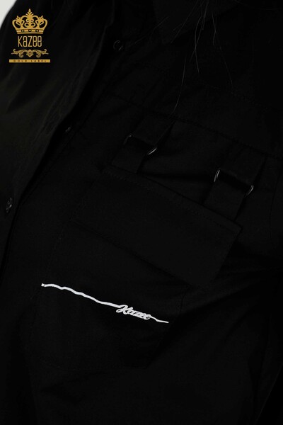 Venta All'ingrosso Tasca della camicia da donna nero dettagliato - 20312 | KAZEE - Thumbnail