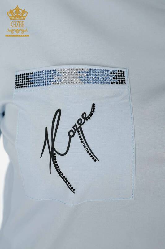 All'ingrosso Camicia da donna - Lettera dettagliata Blu - 20089 | KAZEE